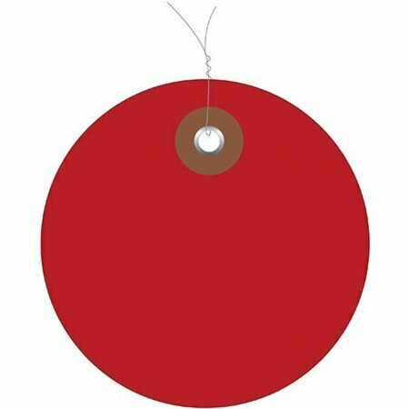 BSC PREFERRED 2'' Red Plastic Circle Tags - Pre-Wired, 100PK S-12329R-PW